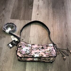 Ed Hardy Pink Camouflage Skull, Tiger, Floral Tattoo Crossbody Bag Bag Charm NWT